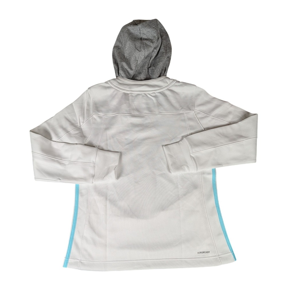 Adidas NHL Seattle Kraken Women White Lace Up Aeroready Hoodie Pullover Jacket - Picture 3 of 11